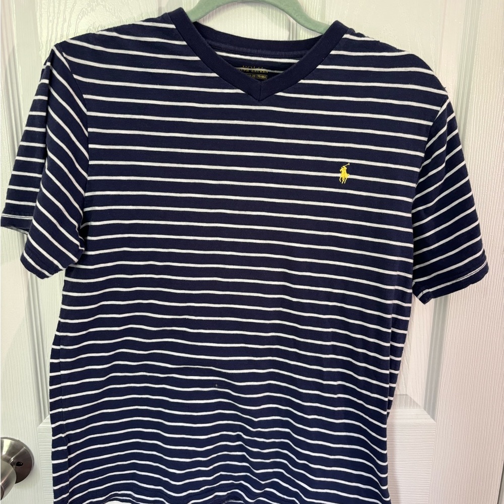 Polo by Ralph Lauren Blue and White Striped Short Sleeve Tee
